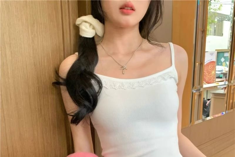 Peplum Camisole with Lace Edging