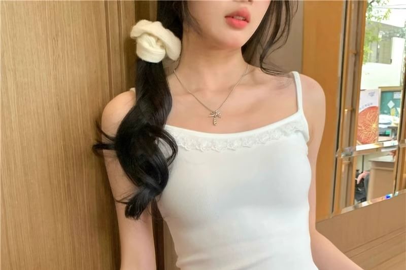 Peplum Camisole with Lace Edging