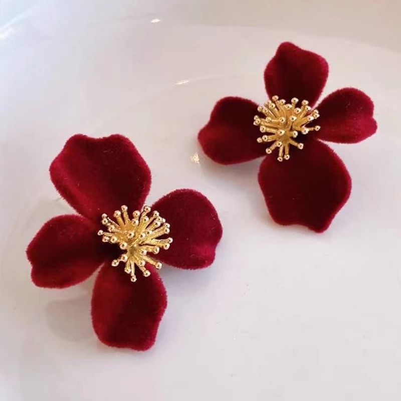 Earring Velvet Stud Flower