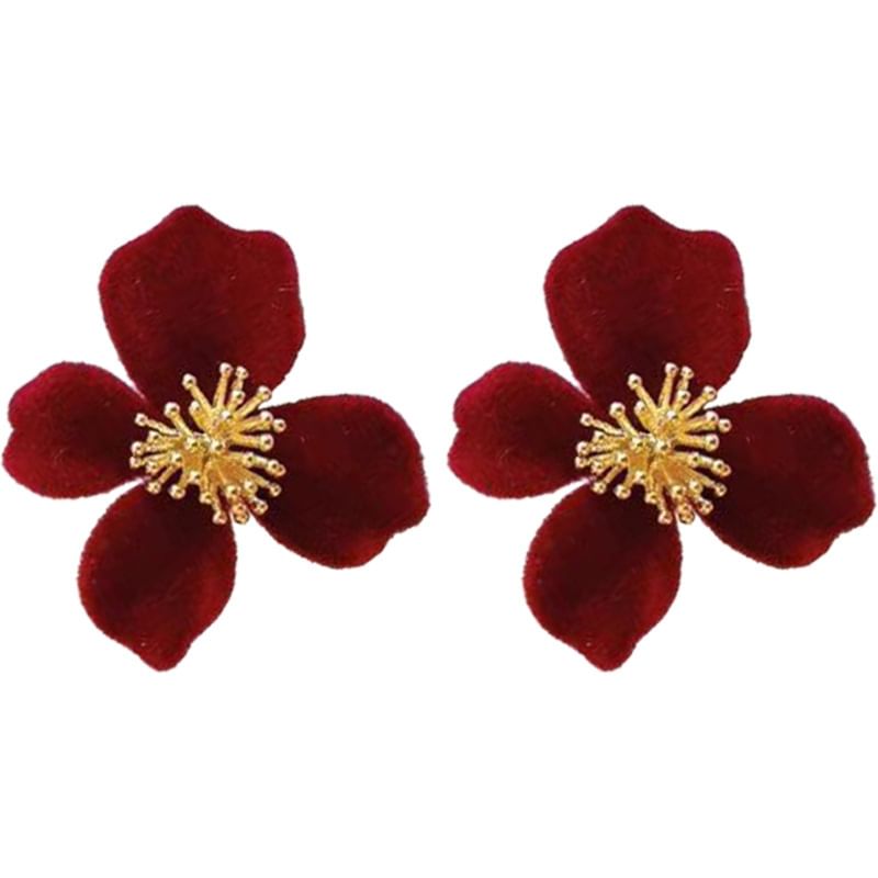 Earring Velvet Stud Flower