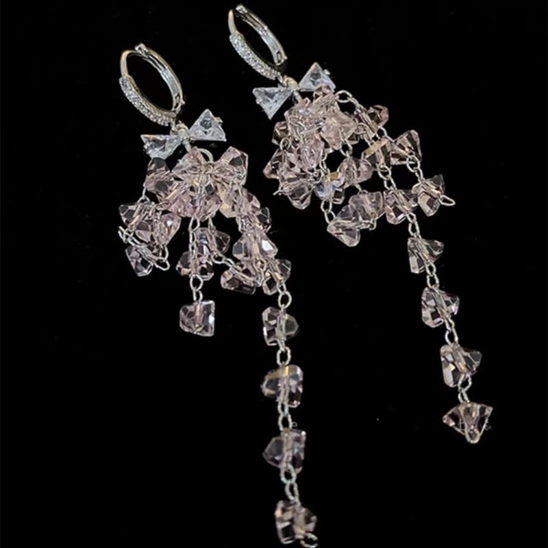 Dangle Bow Huggie Earring CZ