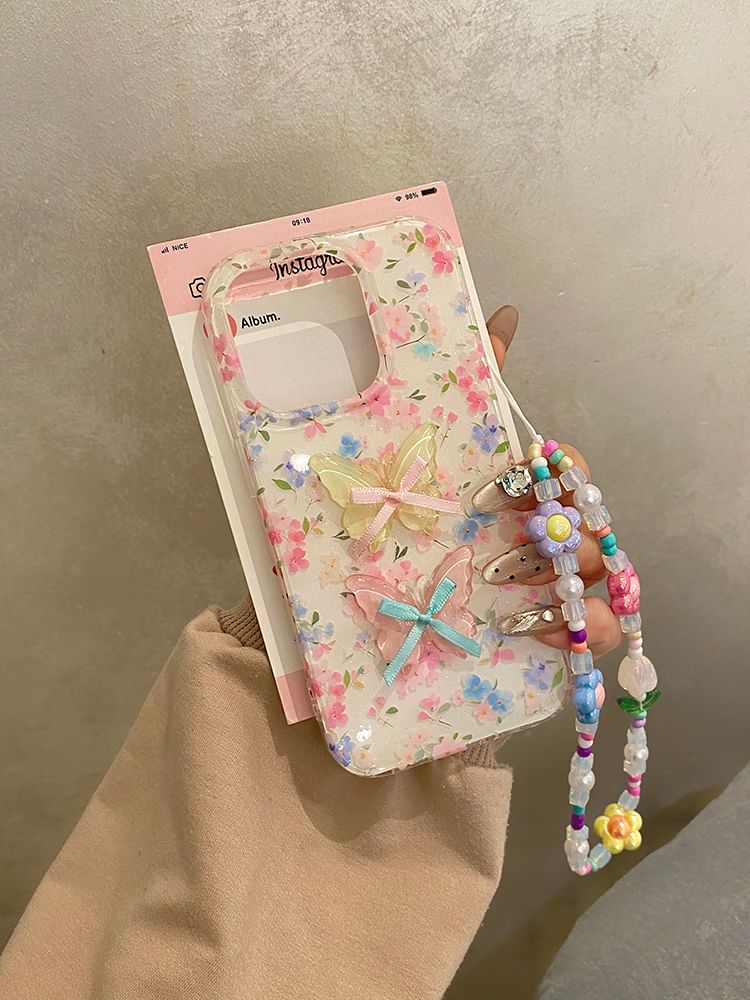 Ribbon / Set Adhesive Case Phone Floral Decoration Strap