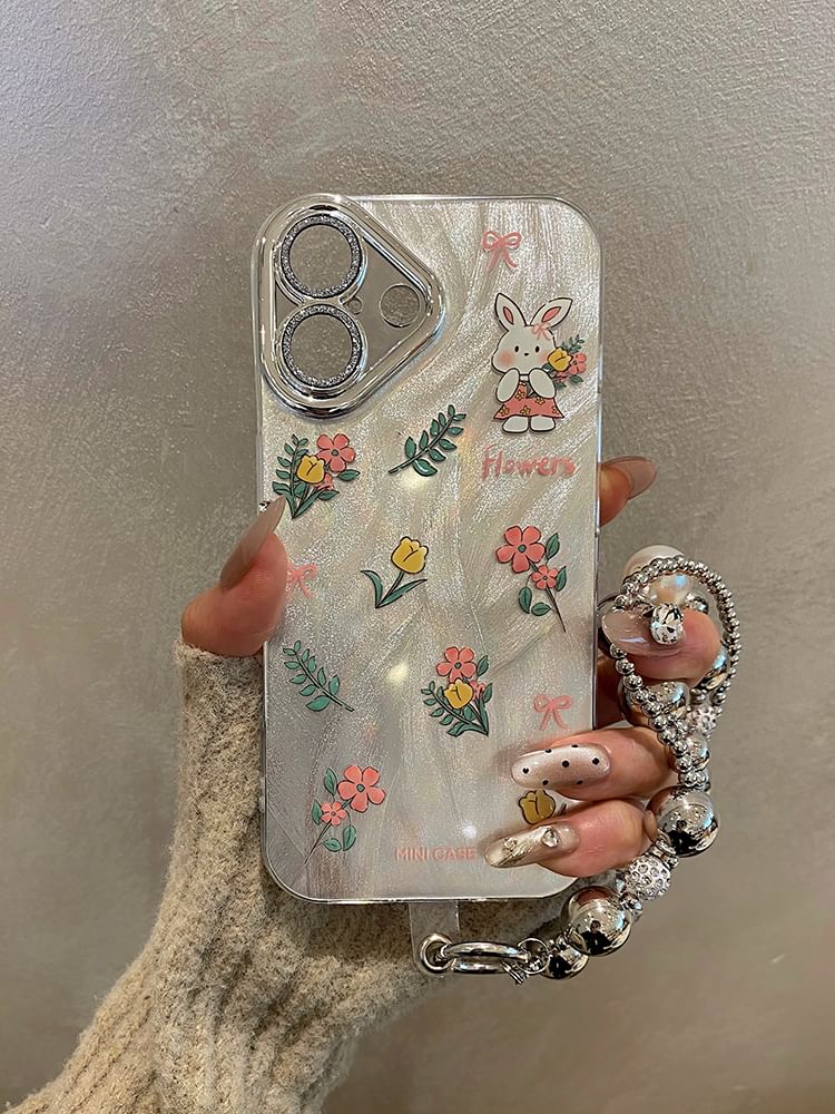 Floral Case Phone / Strap Rabbit Set