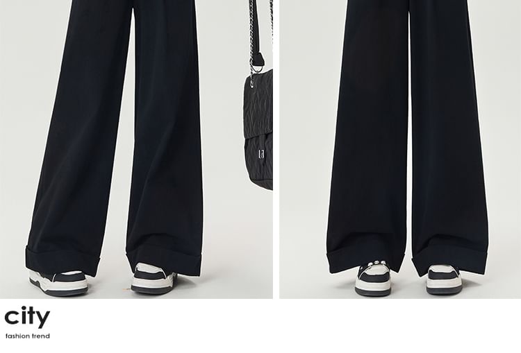 Plain Waist Leg Wide Pants High Dress