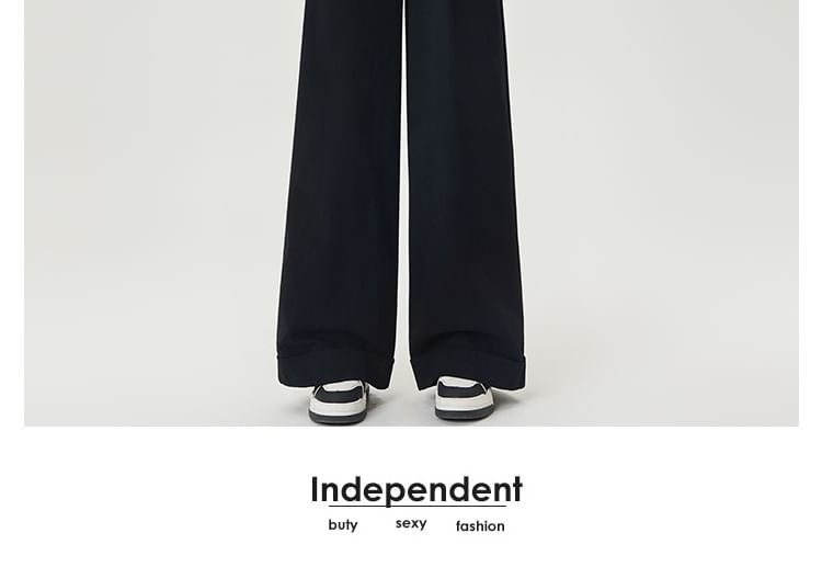 Plain Waist Leg Wide Pants High Dress