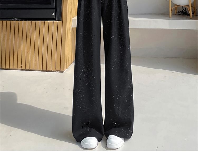 Wide Rise Glitter (Various Designs) Leg Panel High Slacks Lace