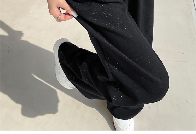 Wide Rise Glitter (Various Designs) Leg Panel High Slacks Lace