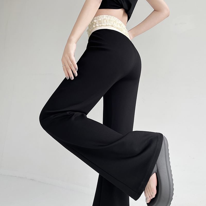 Designs) Trim Frill Pants Flared Rise Tone Two High (Various