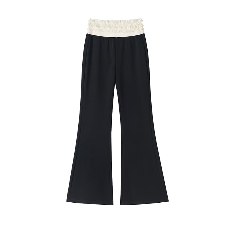 Designs) Trim Frill Pants Flared Rise Tone Two High (Various