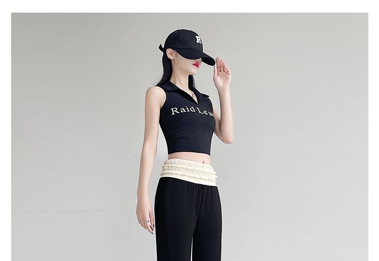 Designs) Trim Frill Pants Flared Rise Tone Two High (Various