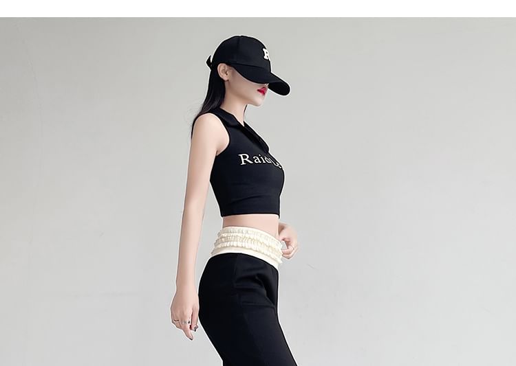 Designs) Trim Frill Pants Flared Rise Tone Two High (Various