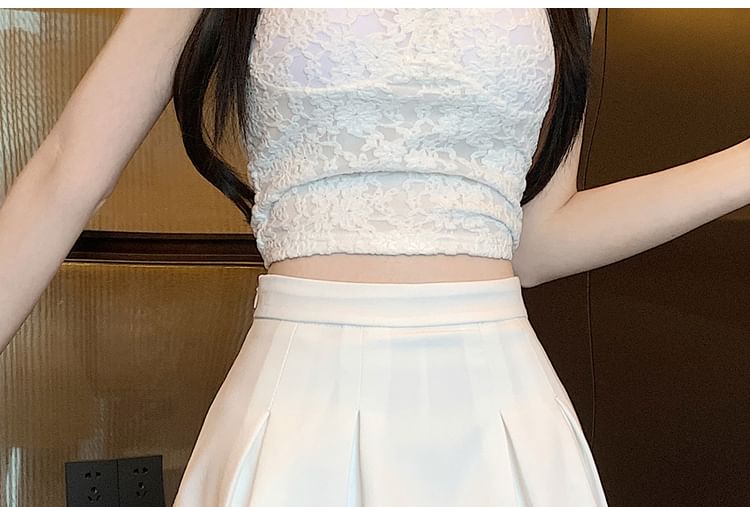 Mini High Plain Skort Waist Pleated A-Line