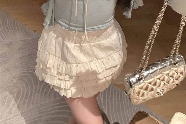 Jacket Camisole Top Plain Edge Trim Light Lace Lettuce / Bow