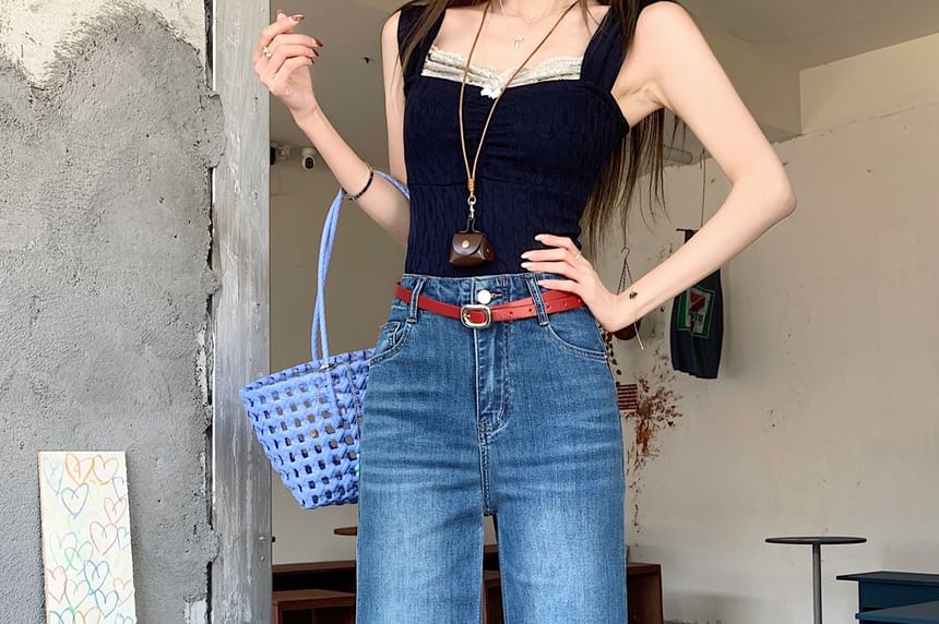 Washed High Jeans Rise Flared