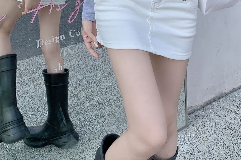 Mini Rise Skirt Pencil High Denim