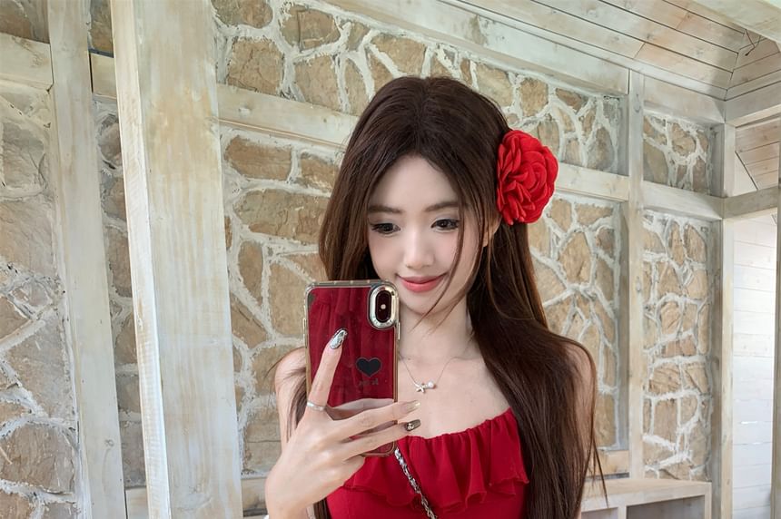 Sundress Plain Ruffle Mini Spaghetti Strap