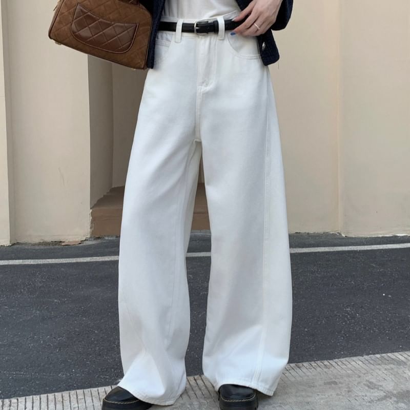 Jeans Leg Washed Low Waist Wide