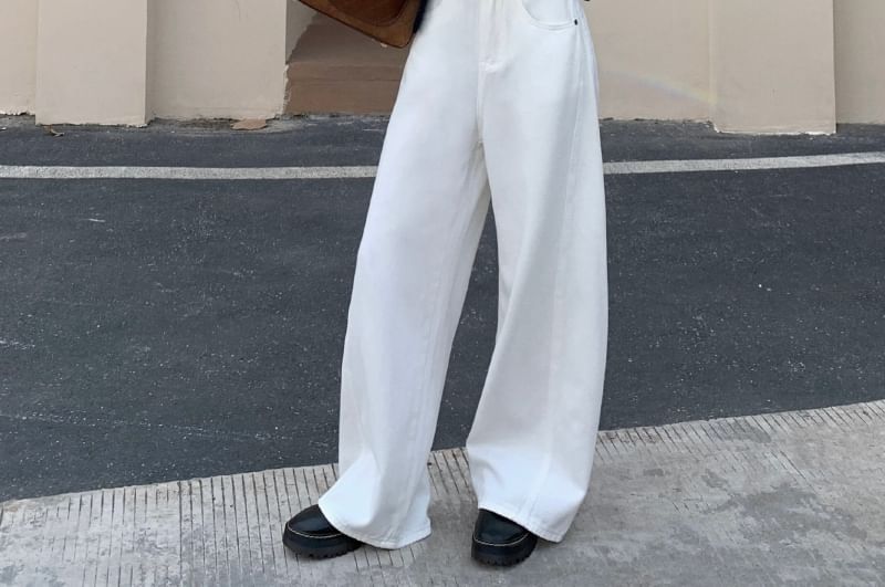 Jeans Leg Washed Low Waist Wide