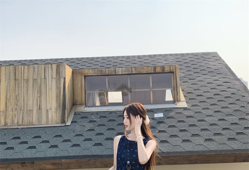 Leg High Asymmetrical Plain Tank Pants / Rise Wide Top Floral