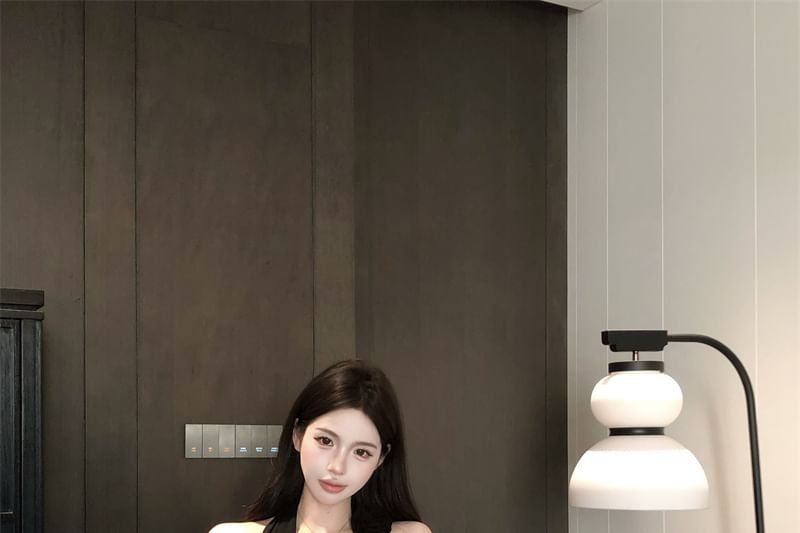 Dress One-Shoulder Mini Bodycon Plain