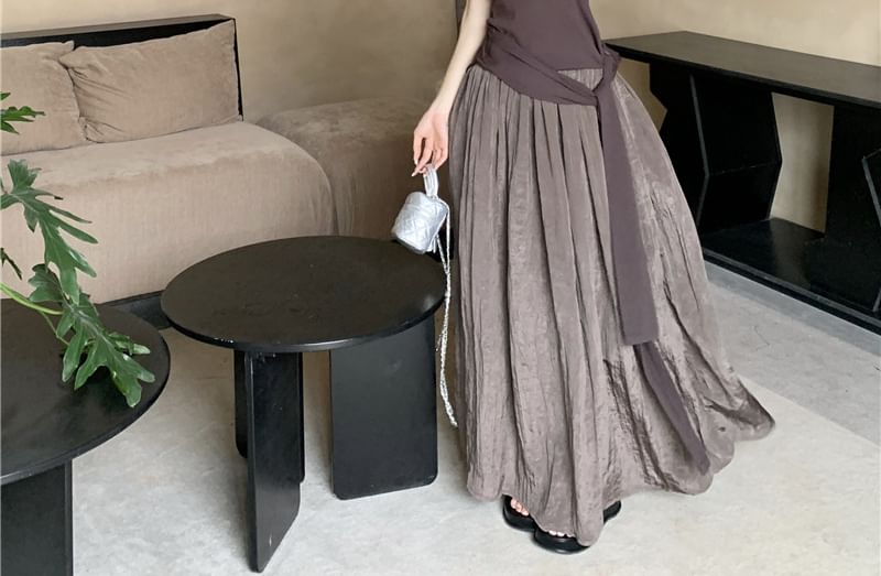 Top Skirt Maxi High / Waist Scoop Halter Tie Neck A-Line Plain