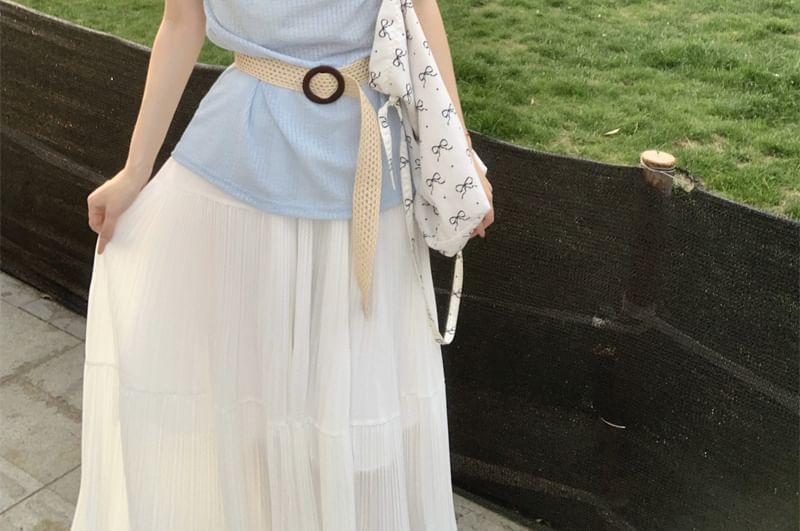 Short-Sleeve Tee One-Shoulder Plain