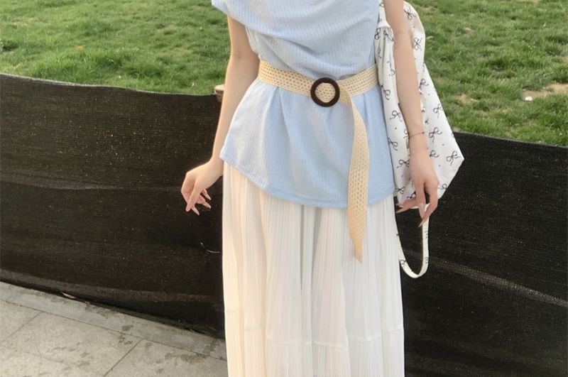 Short-Sleeve Tee One-Shoulder Plain