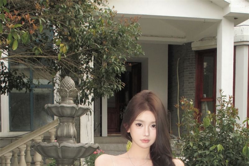 Bow Print Camisole Ruffled Top Floral