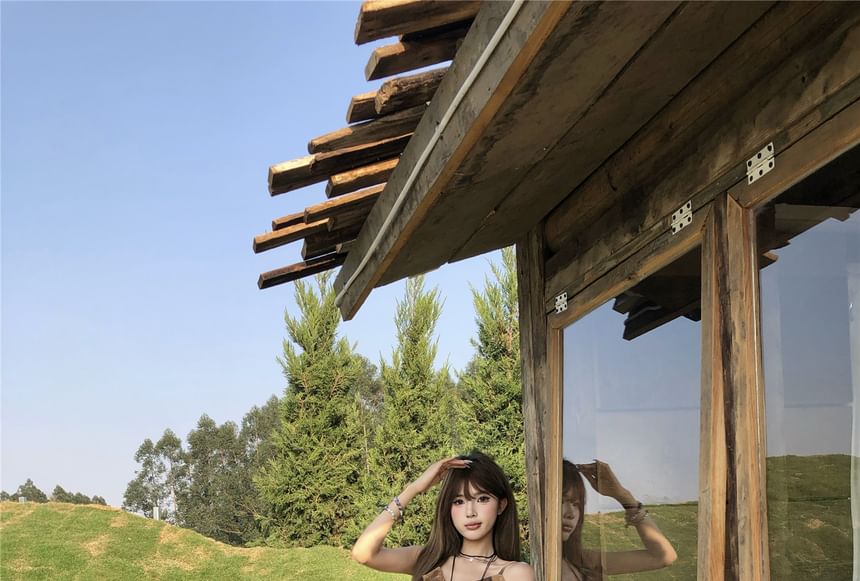 Printed Top Ruffled Asymmetrical Camisole