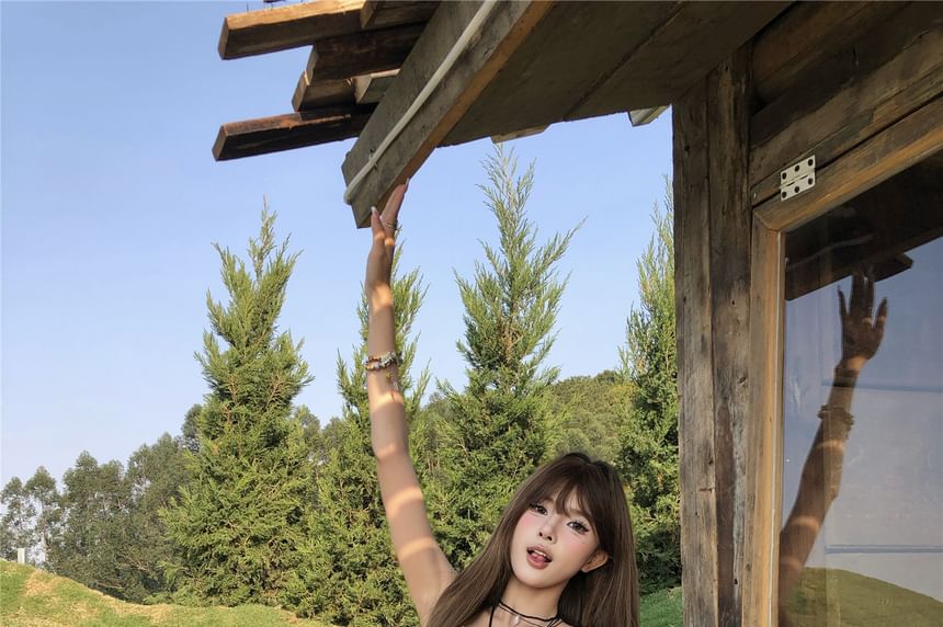 Printed Top Ruffled Asymmetrical Camisole