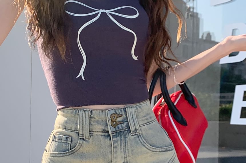 Denim Shorts Waist High Washed