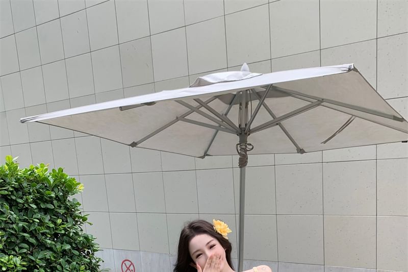 Pants Camisole Top Leg Wide Mid Shirred Plain Waist / Ruffled Crop