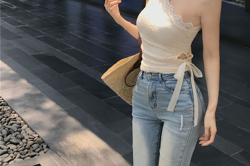 Crop Top One-Shoulder Lace