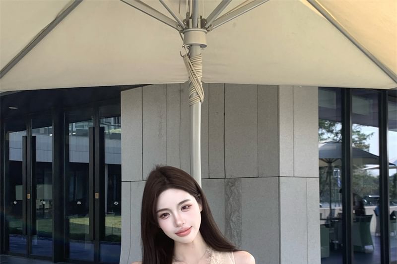 Lace Sleeveless Wrap V-Neck Top