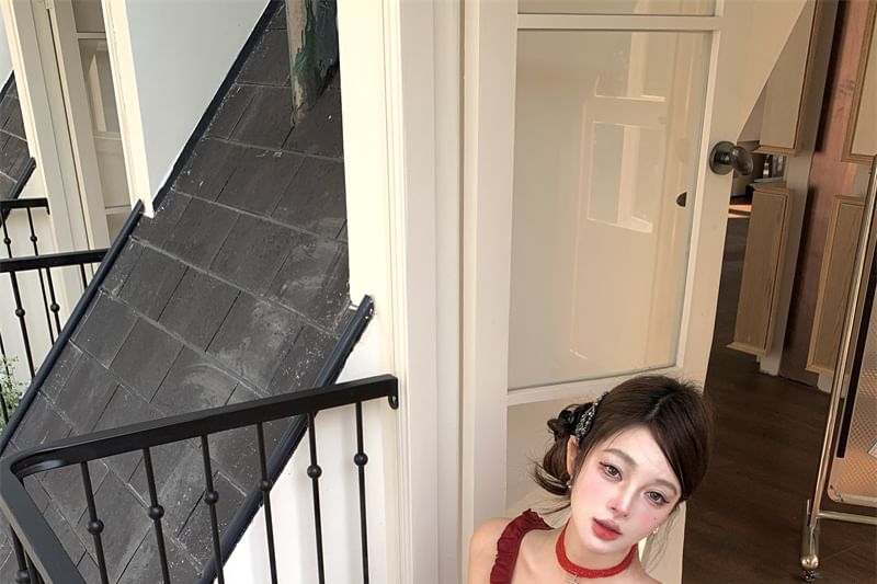 Top High Cami Waist Skirt Asymmetrical Floral / Pencil Ruffled Mini