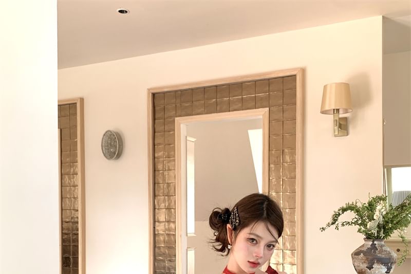 Top High Cami Waist Skirt Asymmetrical Floral / Pencil Ruffled Mini