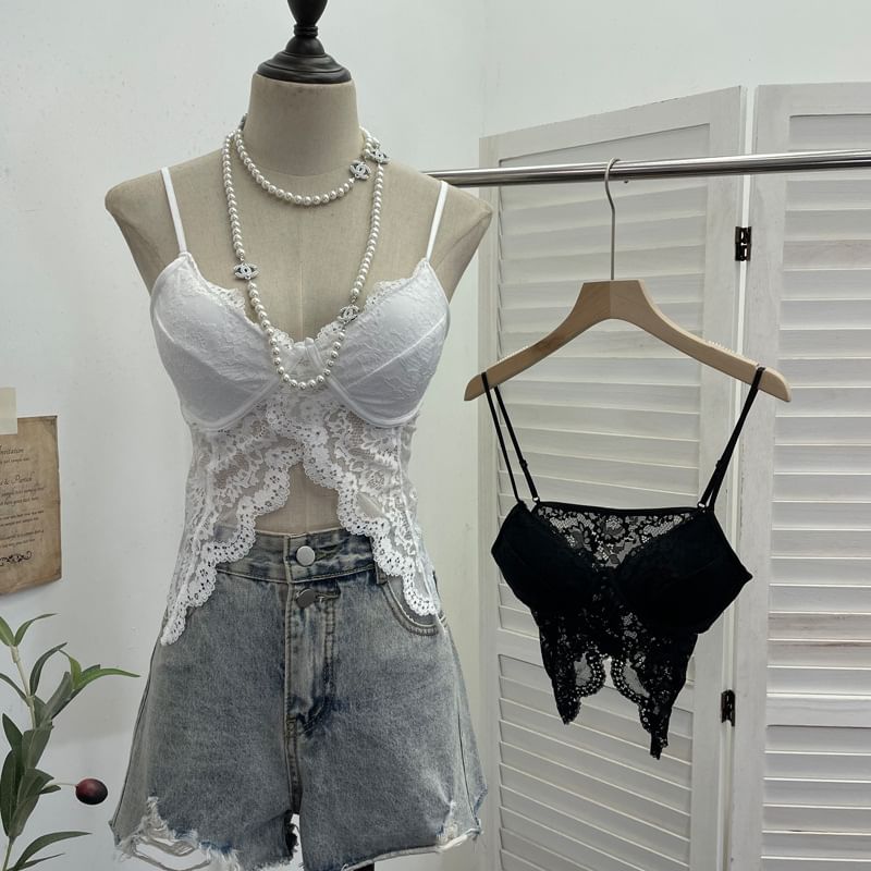 Padded Lace Cami with V-Neckline