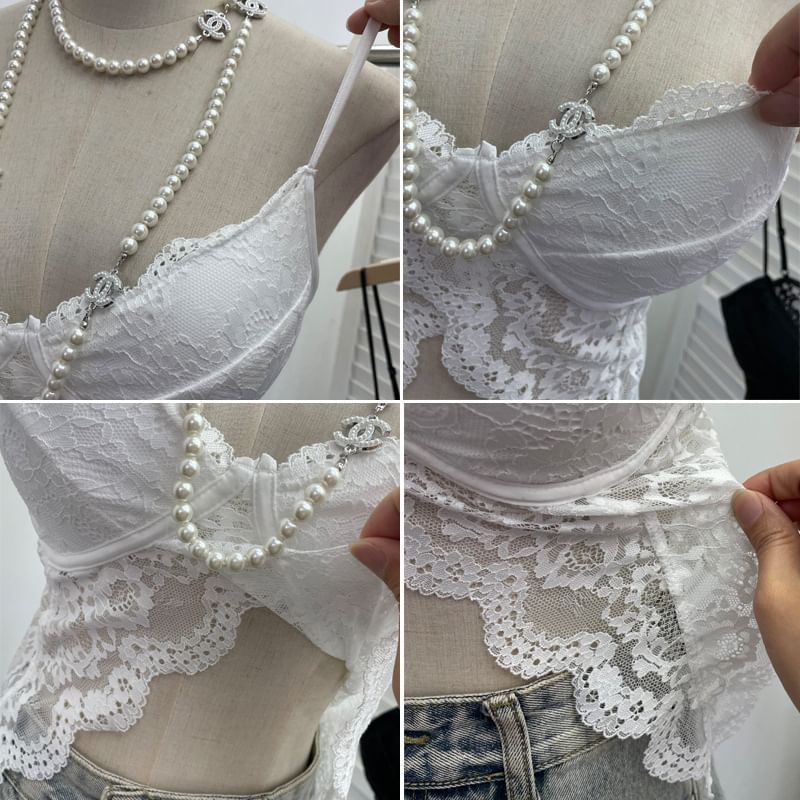 Padded Lace Cami with V-Neckline