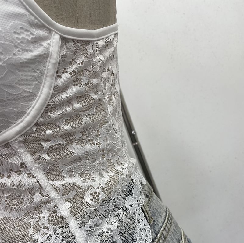 Padded Lace Cami with V-Neckline