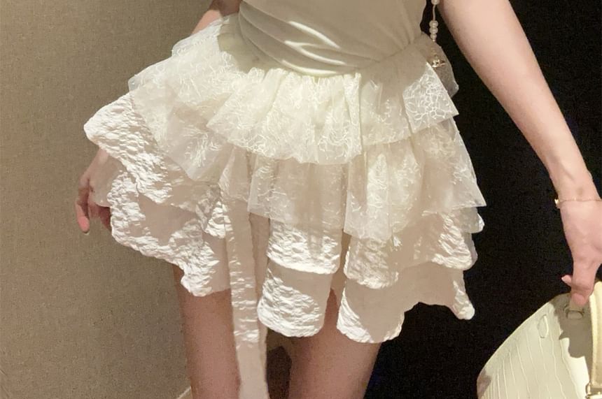 Balletcore Tube Top and Tiered Lace Skirt - LaceLux