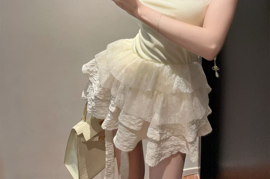 Balletcore Tube Top and Tiered Lace Skirt - LaceLux