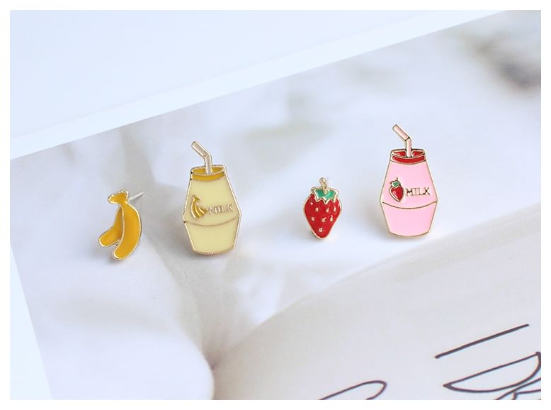 / Milk Fruit Asymmetrical Stud Clip-On Earring