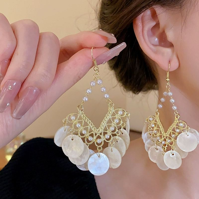 / Faux Earring Pearl Chandelier Clip-On