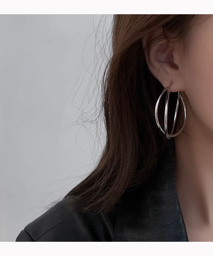 / Layered Hoop Earring Clip-On
