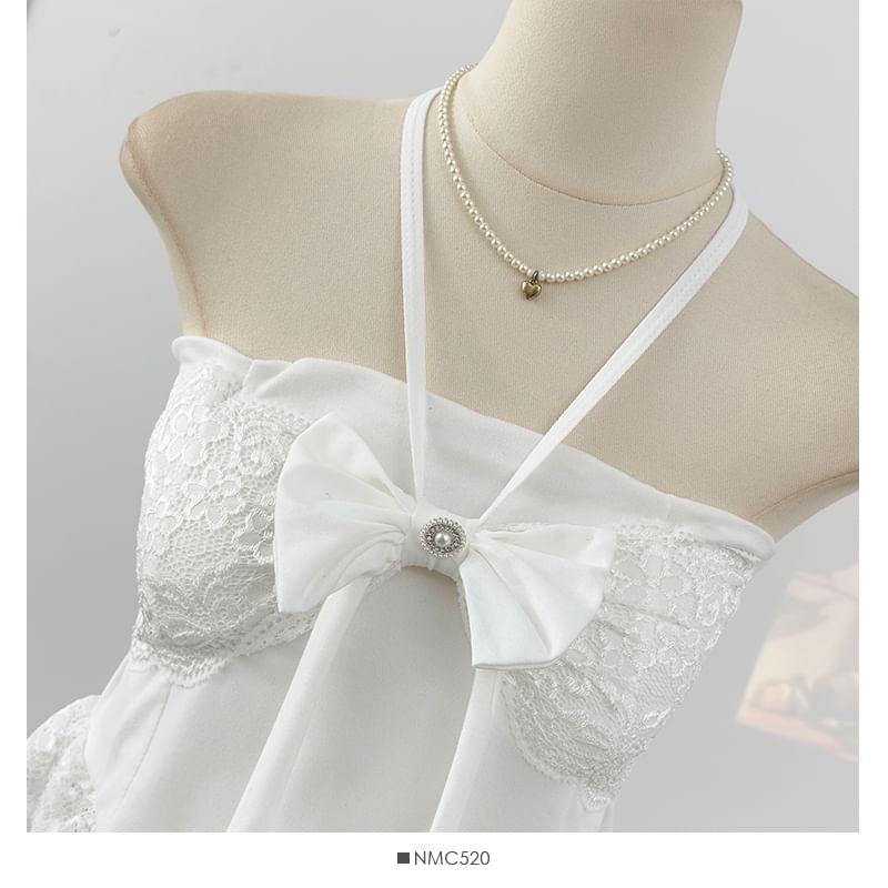Halter-Neck Slim Lace Cami - LaceLux