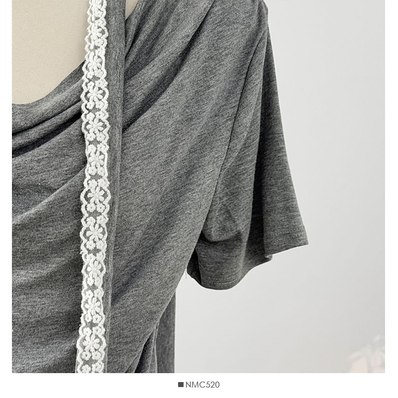 Cowl-Neck Ruched Top with Maxi Skirt Set - LaceLux