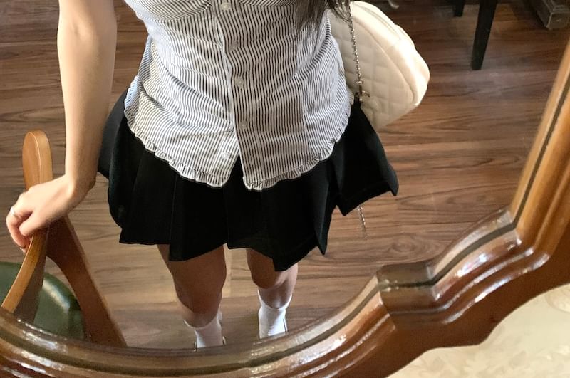 Striped Button-Up and Lace Top Duo - LaceLux