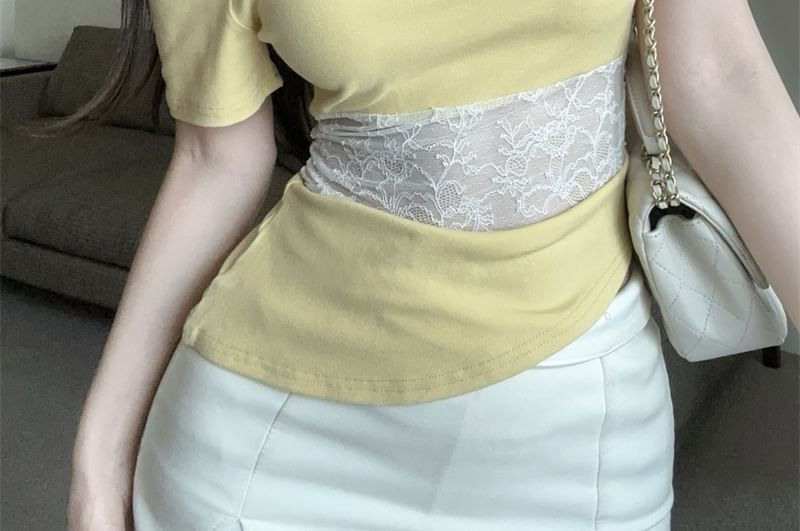 Off-Shoulder Short-Sleeved Lace Top - LaceLux