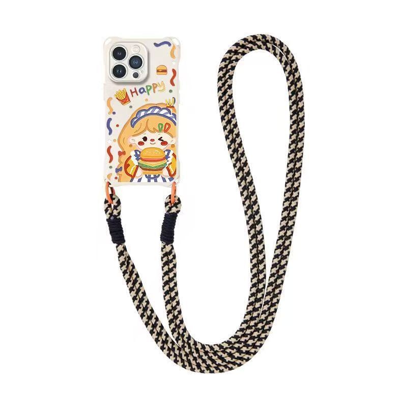 Phone Set Lanyard Strap Case Girl Burger /