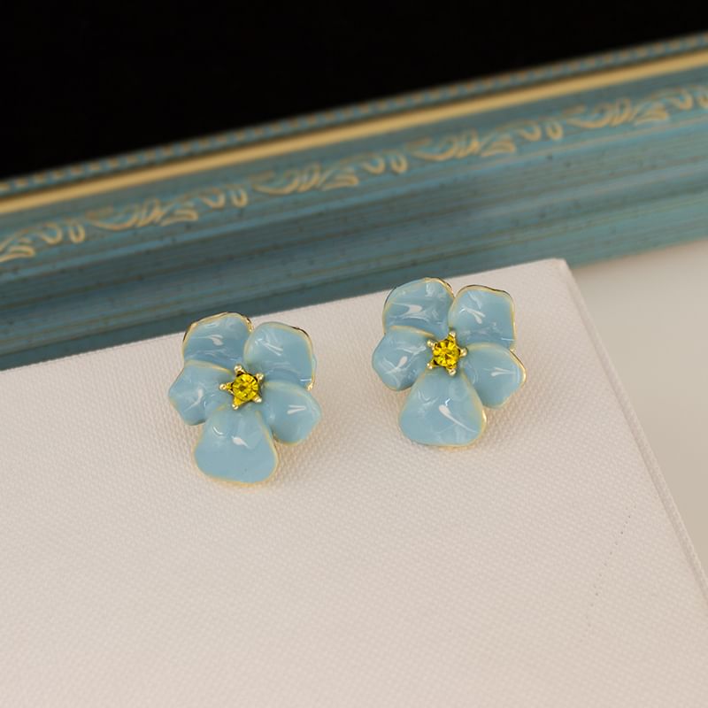 Stud Alloy Ear / Glaze Floral Cuff Earring